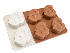 Molde silicona corazones dobles grandes